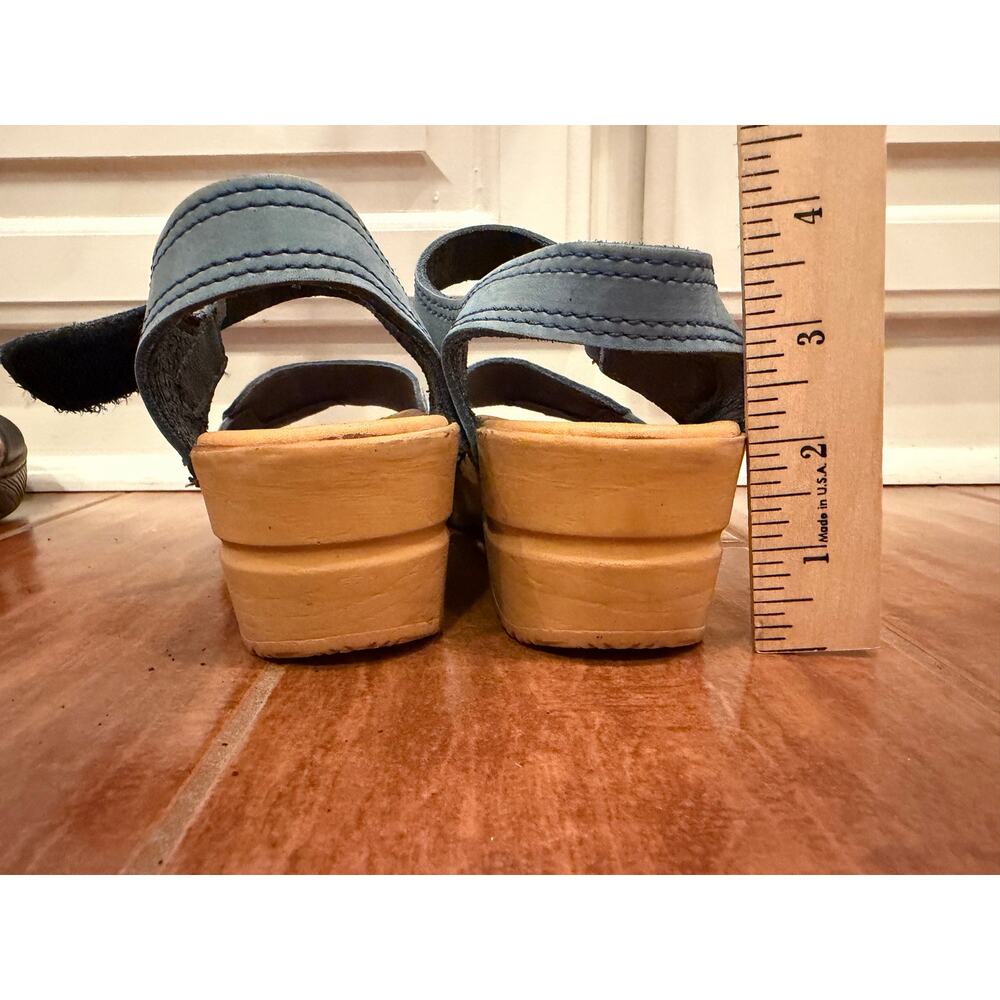 Dansko Womens 39 US 8.5-9 Blue Nubuck Leather Clog Sandals Hook Loop Comfort - Picture 12 of 12